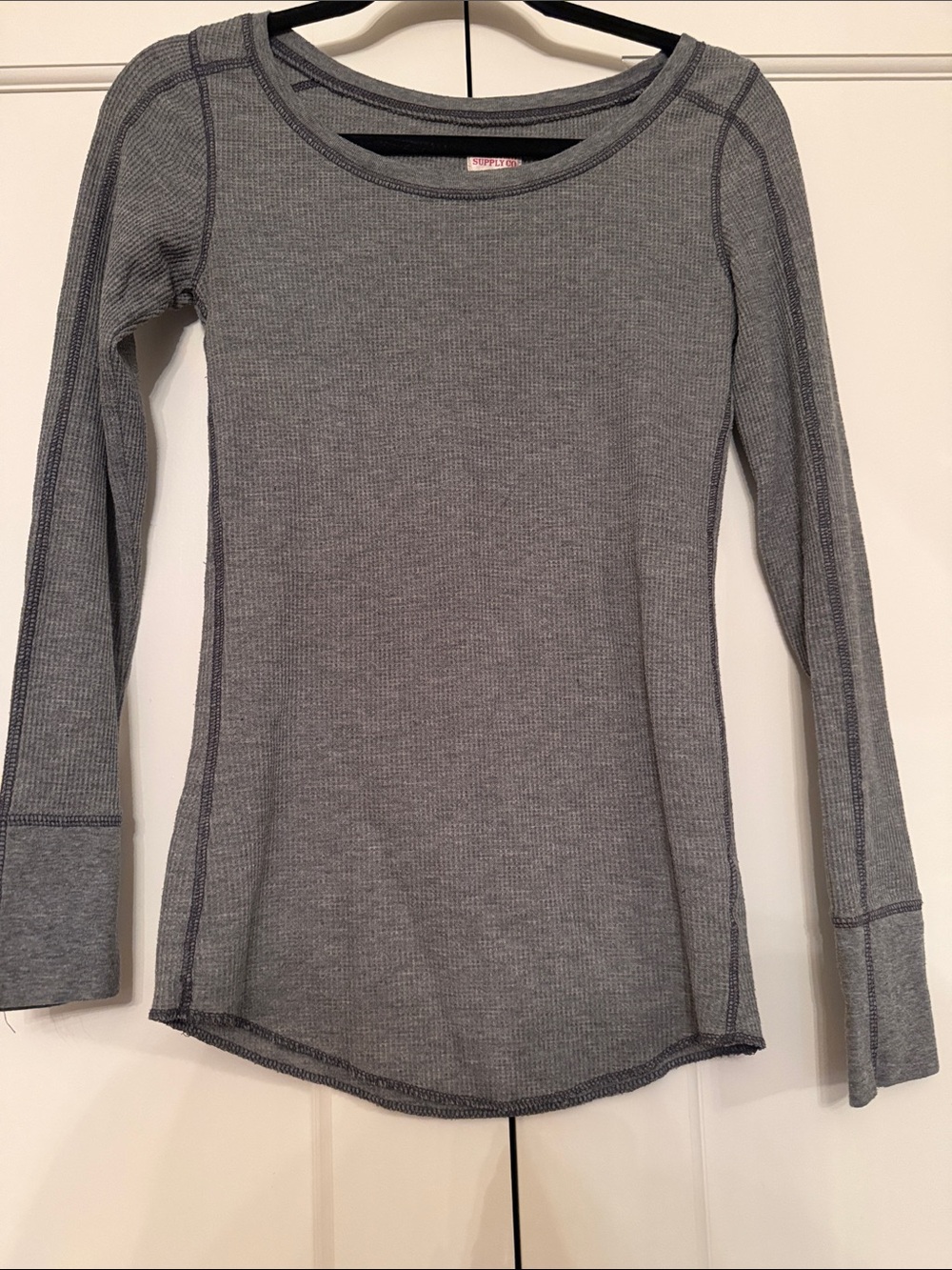 Women's Gray Thermal Long-Sleeve Top - Unbranded